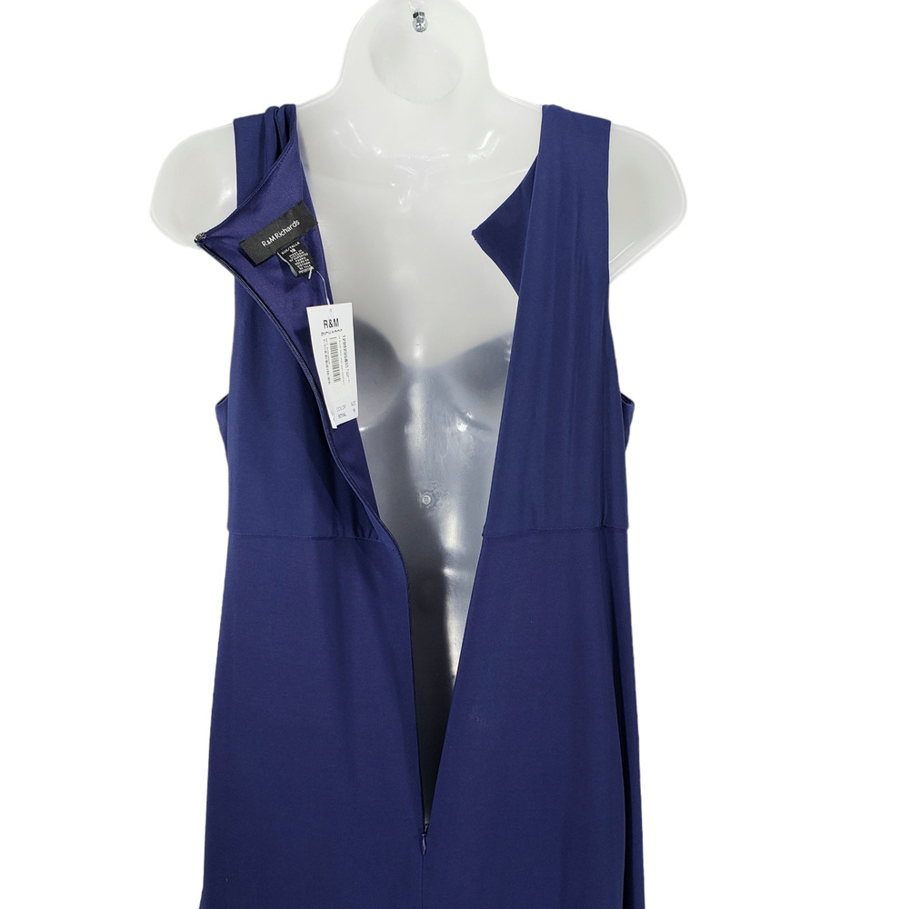 R&M Richards Maxi Dress 18 Women Blue Square Neck Sleeveless Embellished Formal - Picture 8 of 12
